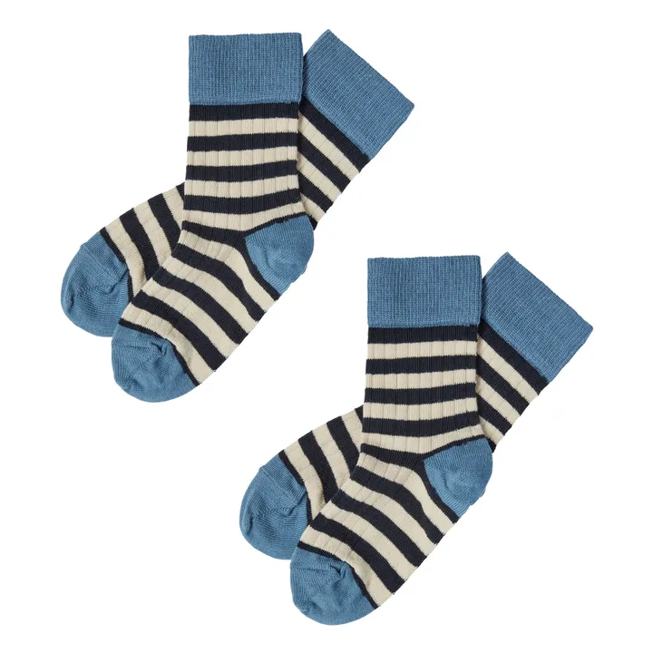 FUB Lot 2 Chaussettes Rayure | Bleu ciel