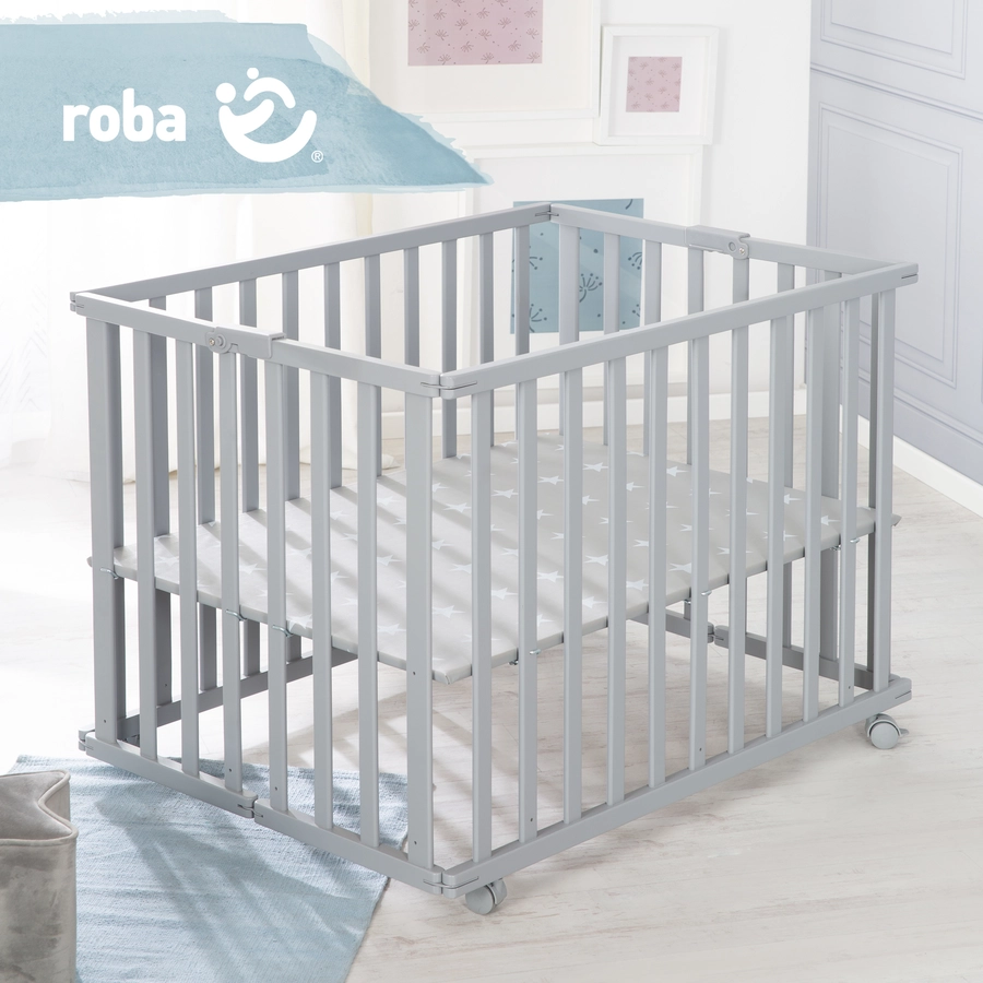 roba Klappbares Laufgitter 74 x 100 cm taupe