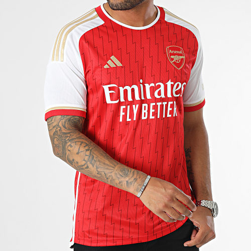Maillot De Foot A Bandes Arsenal FC HR6929 Rouge Blanc