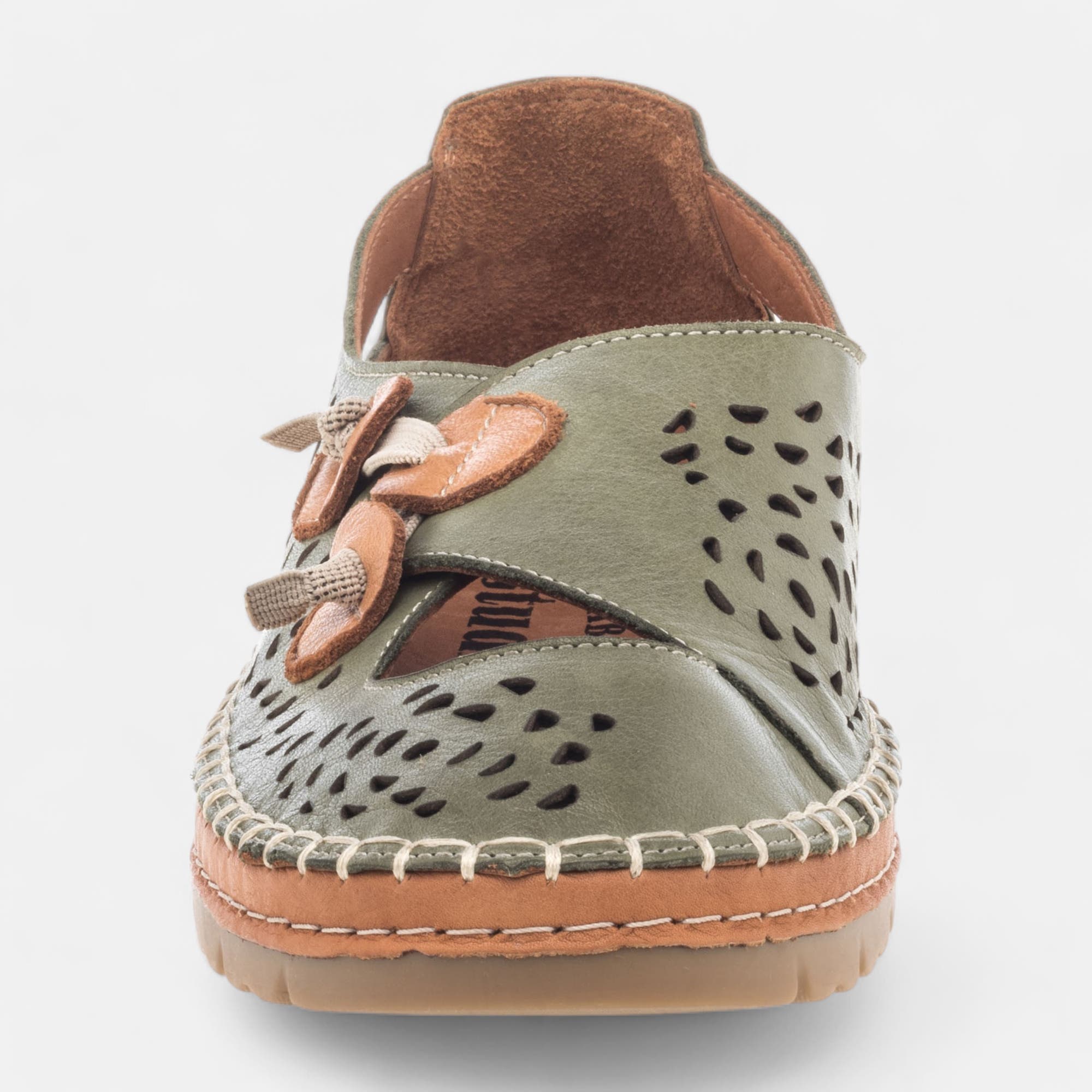 Ballerines Femme en cuir kaki