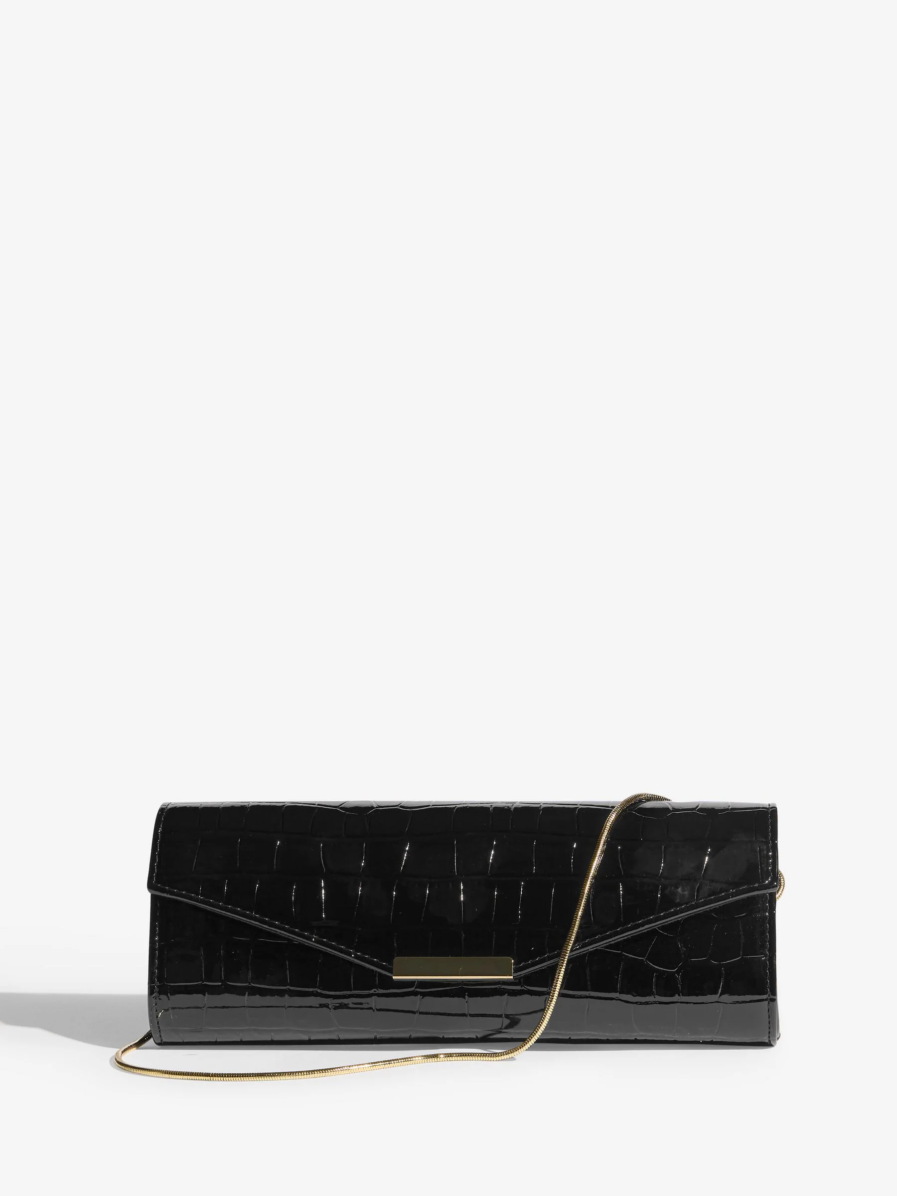 Zwart krokodil-effect - Lipsy Clutch Bag