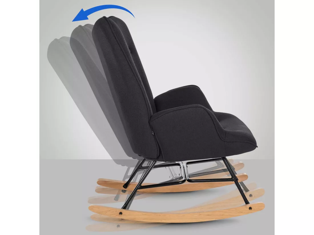 Chaise à bascule - Tissu & Métal - Noir - Sanka