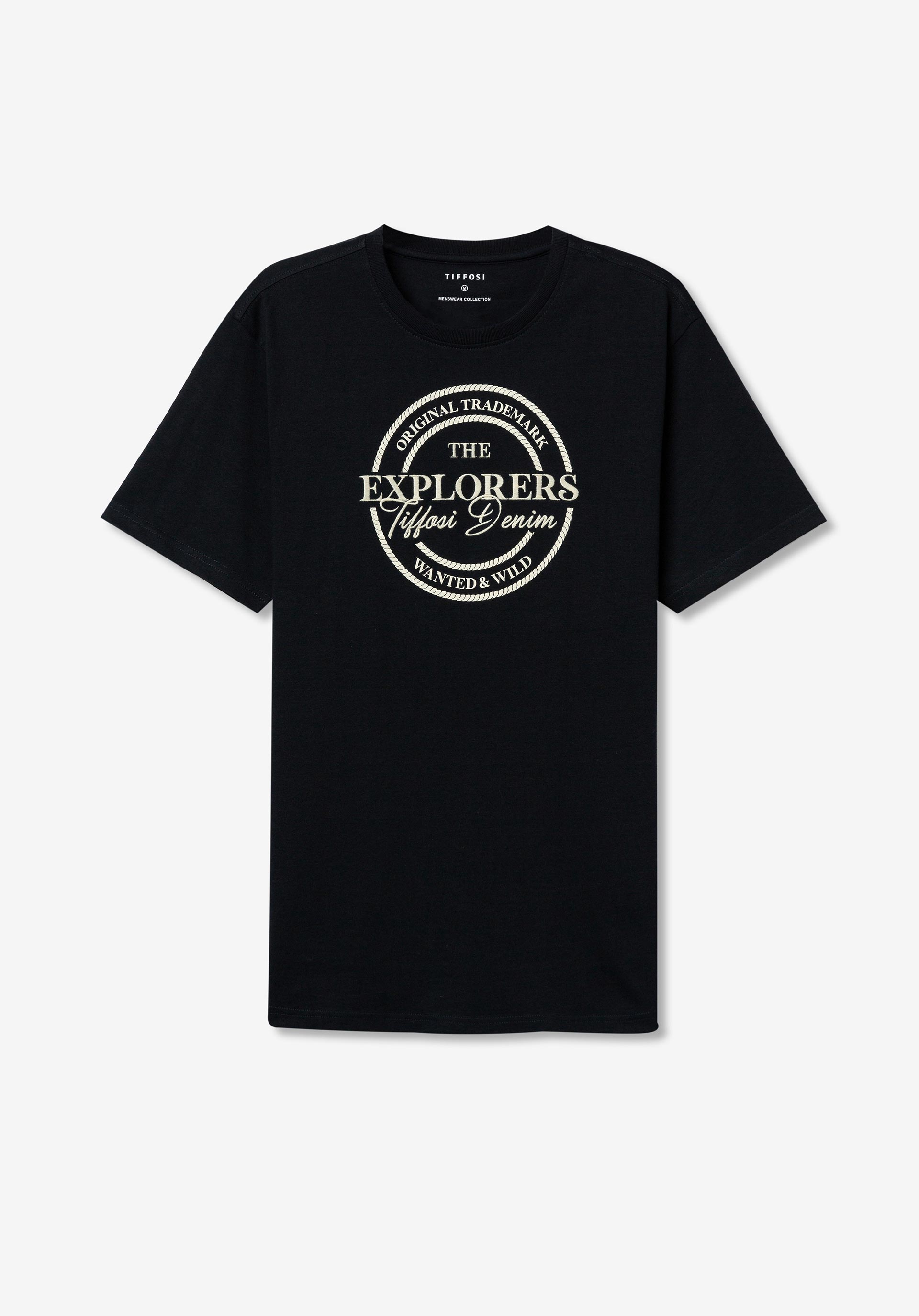 T-shirt com Estampado e Bordado Frontal