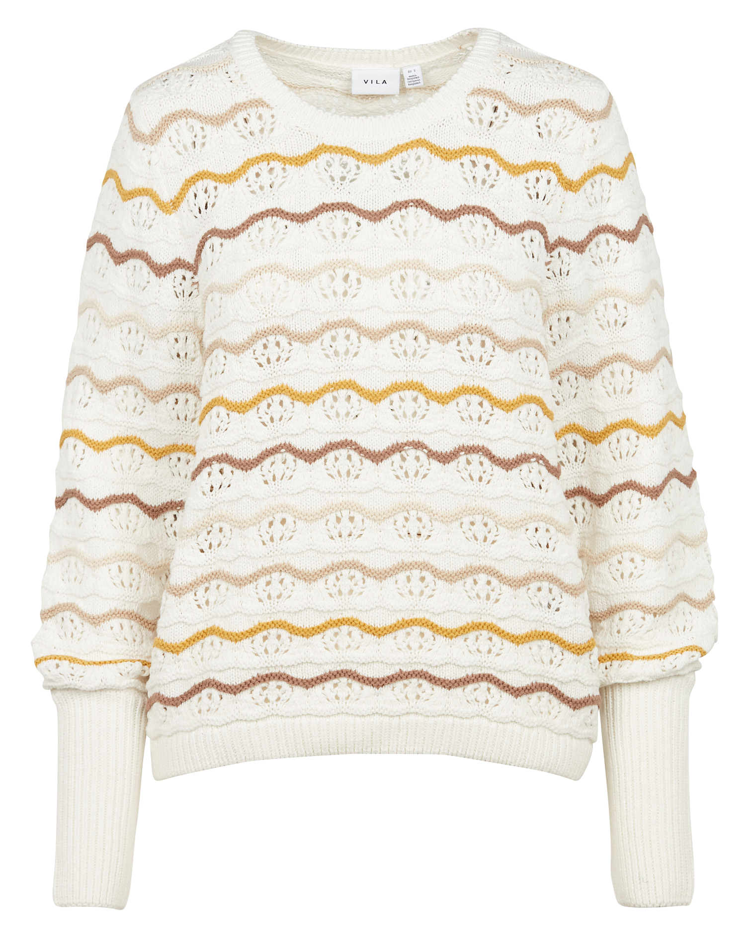 ALEXA - Pull col rond rayé en coton mélangé| Rose