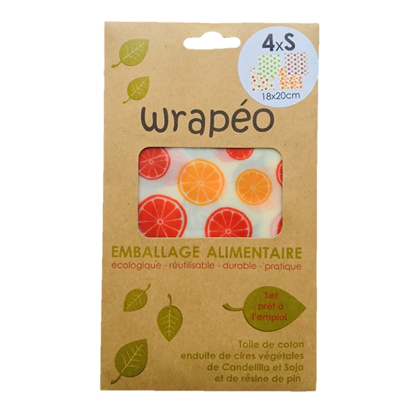 Set de 4 feuilles de conservation cire végétale- taille S Wrapéo