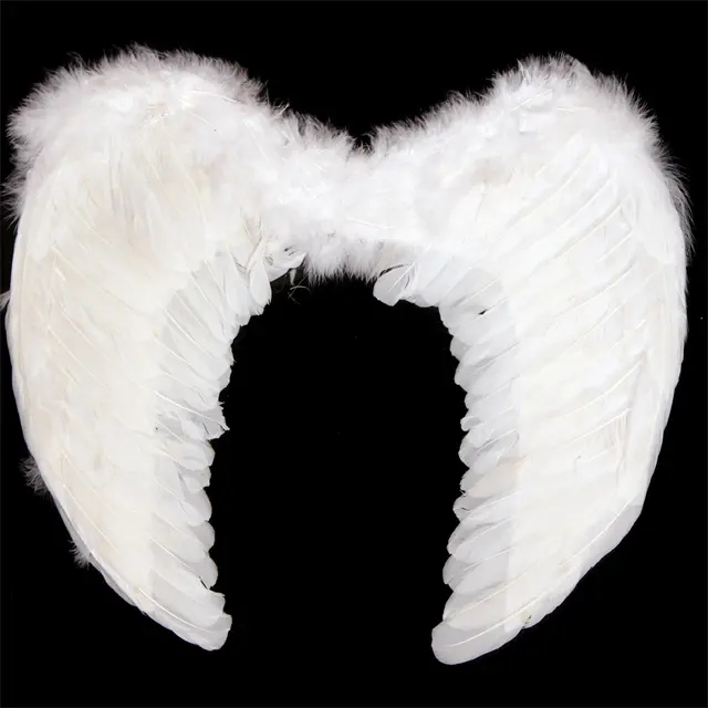 (54x36cm) Engel Flügel Fasnachts Kostüm Zubehör Motto Party Accessoire Halloween Foto Requisite - Weiss