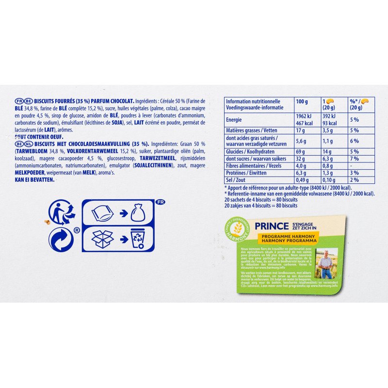 Prince chocolat Lu x 4 - Étui de 80 g