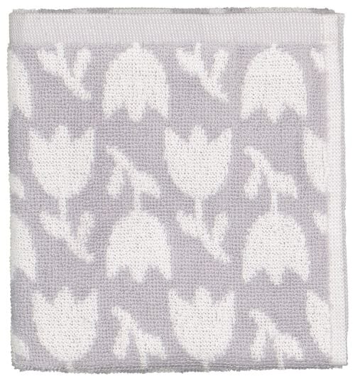essuie-mains 50x50 tulipe - blanc/gris