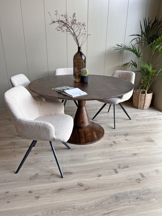 Eetkamertafel Mango Rond Walnoot 150cm