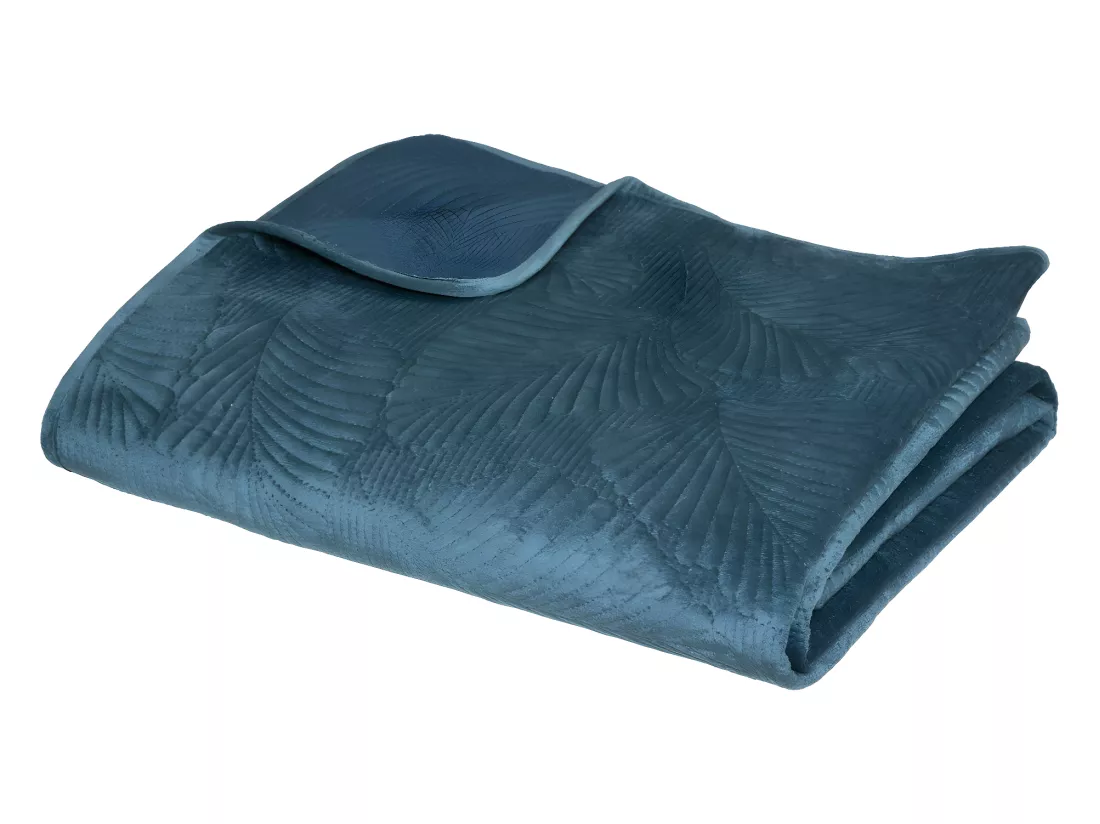 Dessus de Lit Velours Bleu Canard 240 x 260 cm