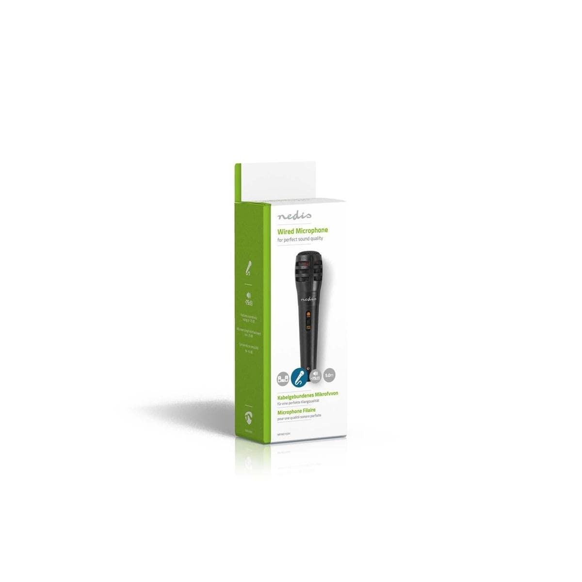 Nedis Wired mikrofon | Kardioid | Avtakbar kabel | 5.00 m | 80 Hz - 12 kHz | 600 Ohm | -75 dB | Av/på-bryter | Reiseveske inkludert | ABS / Aluminium | Sort