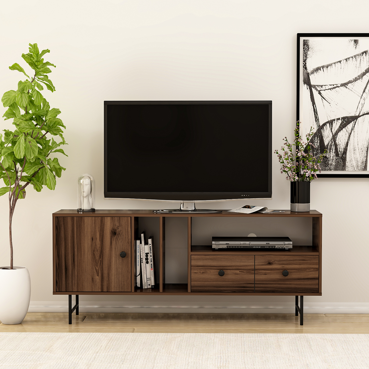 TV-Lowboard - braun - 2 Schubladen - 160 cm