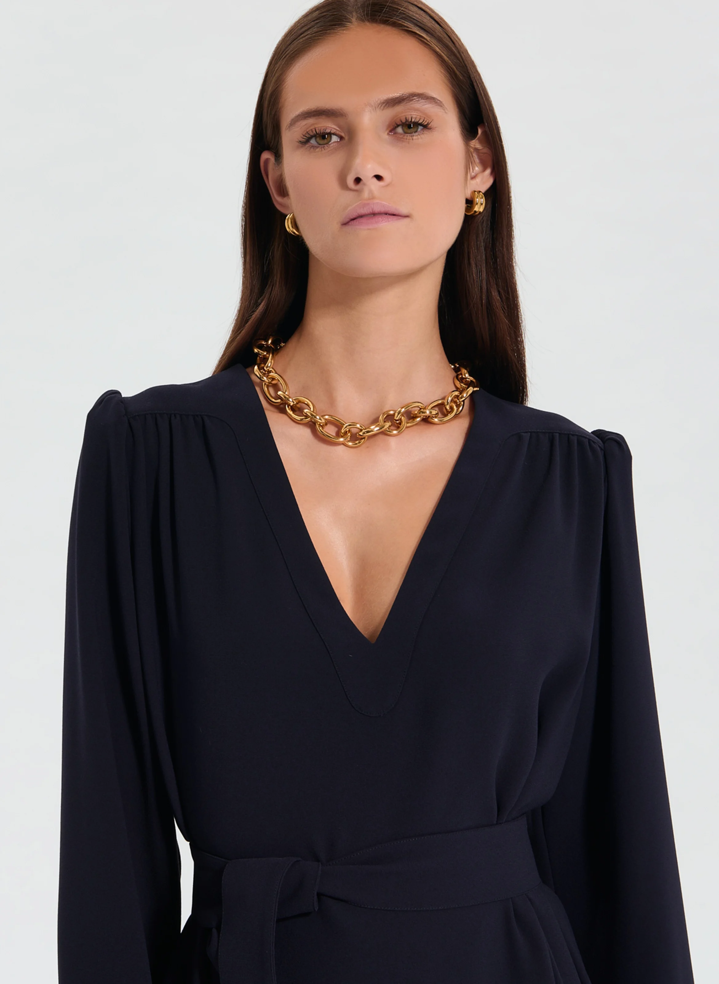 RETILIA - Robe courte col V | Bleu