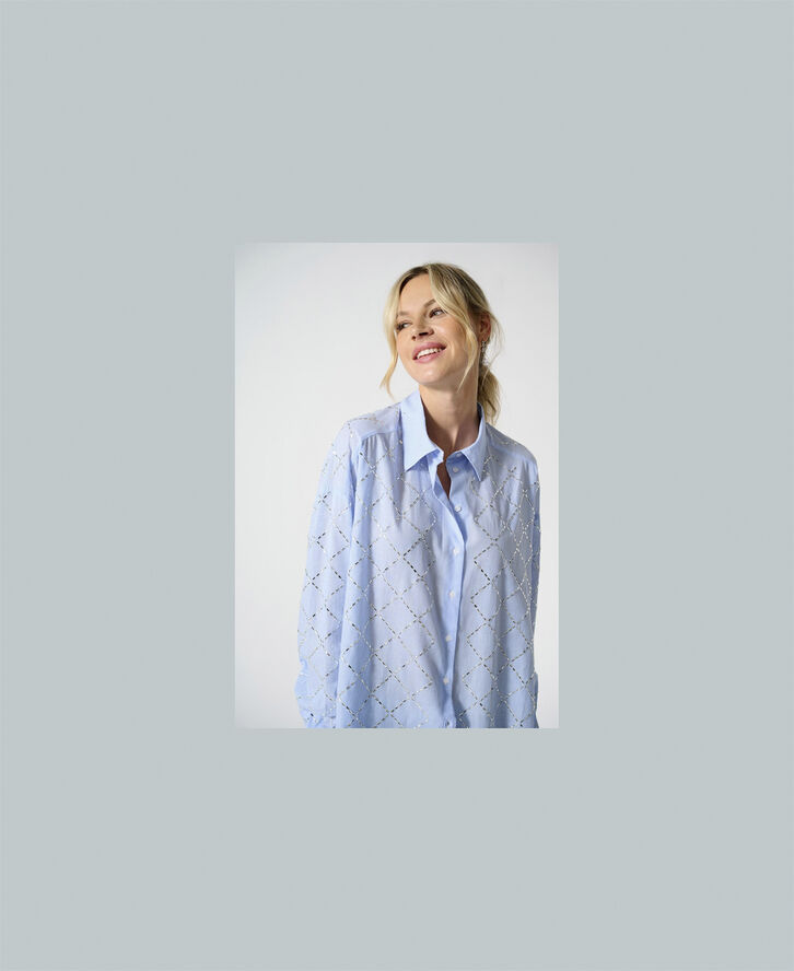 ONLY ONLJULIE LS STONES SHIRT WVN Bright white/medium blue