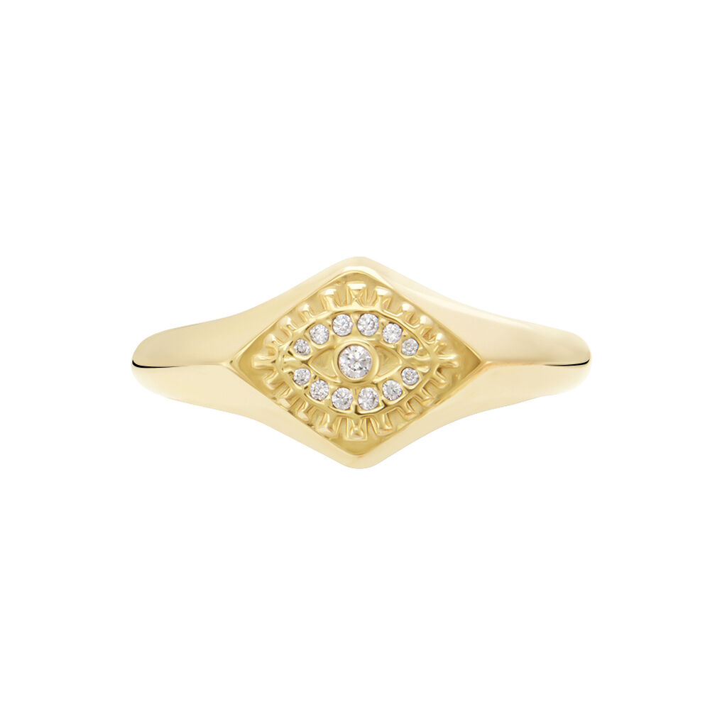 Chevalière Plaqué Or Jaune Ignazio Oxyde De Zirconium