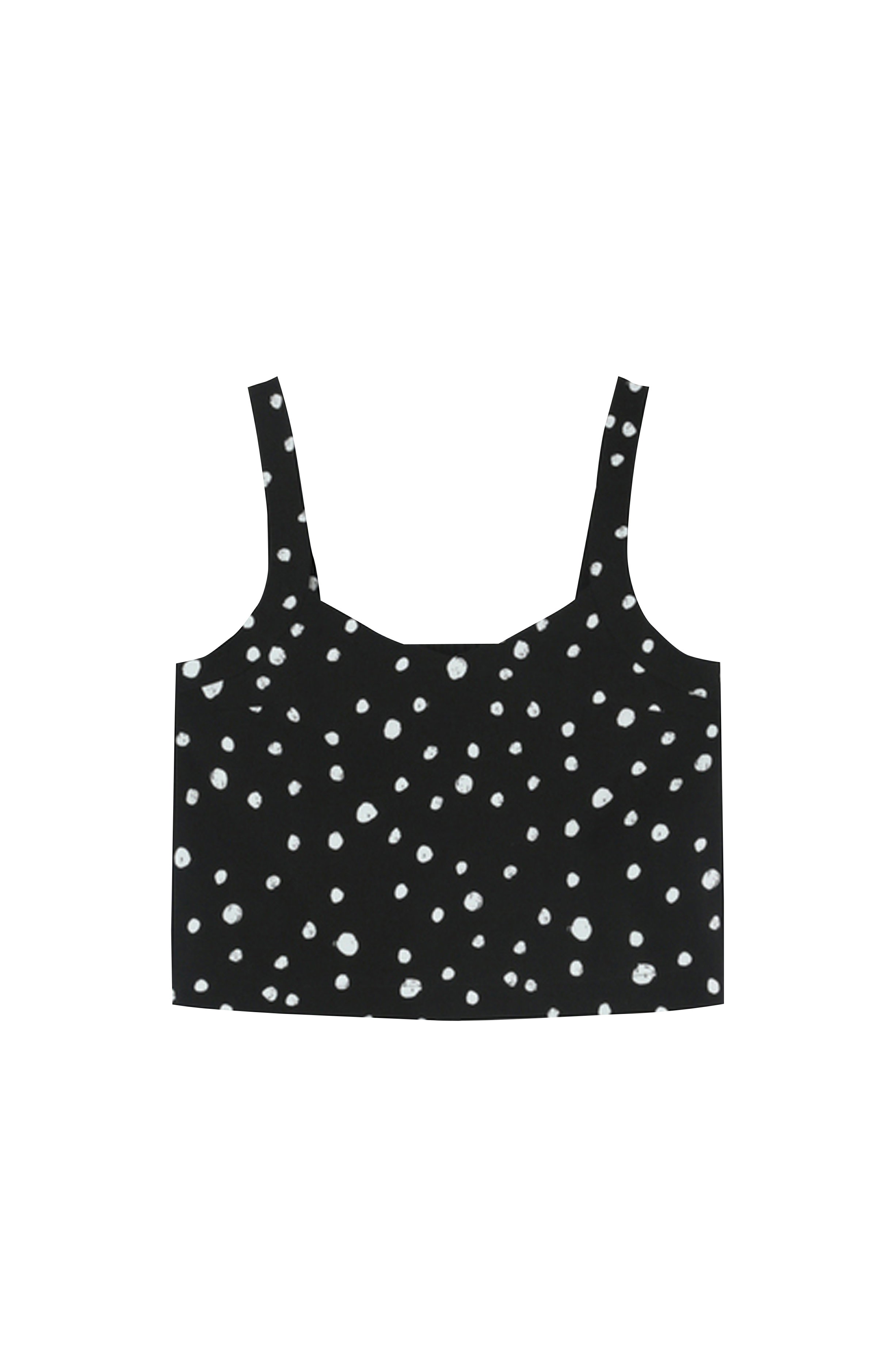 GRACE ET MILA Crop top à bretelles à pois en coton mélangé ETHEM Noir
