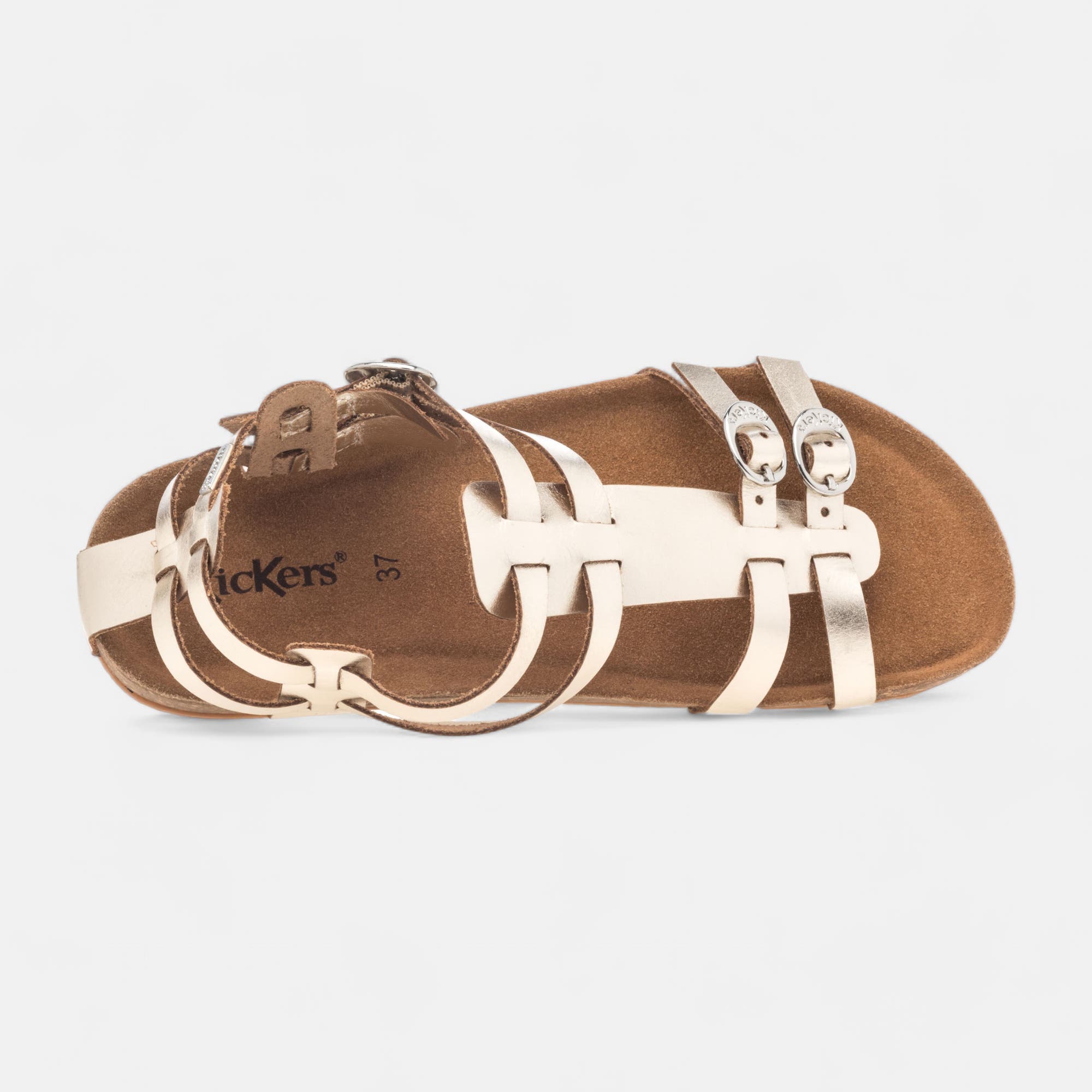 Mules semelle liège Femme en cuir or