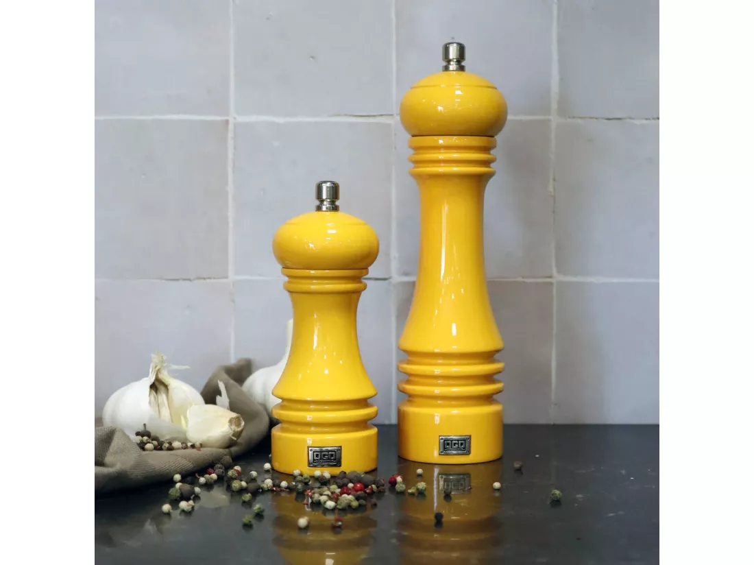 Ogo Living - Moulin A Poivre En Bois Brillant Jaune Professionnel