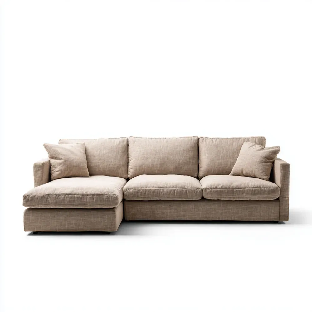 Ecksofa Leinen 280x160x90 cm - Beige