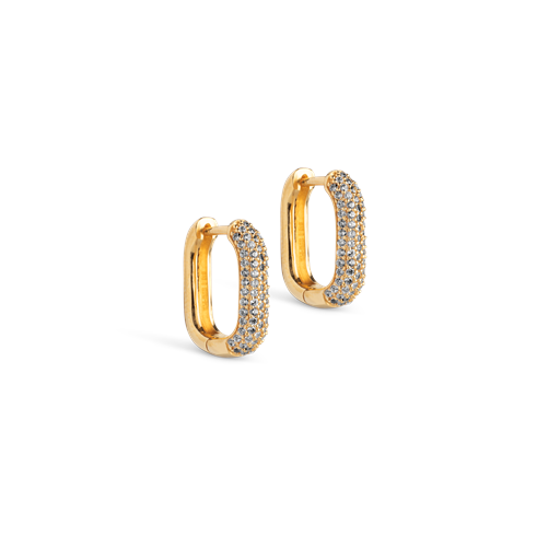 ENAMEL Copenhagen Square Sparkling Hoops, Gold Plated