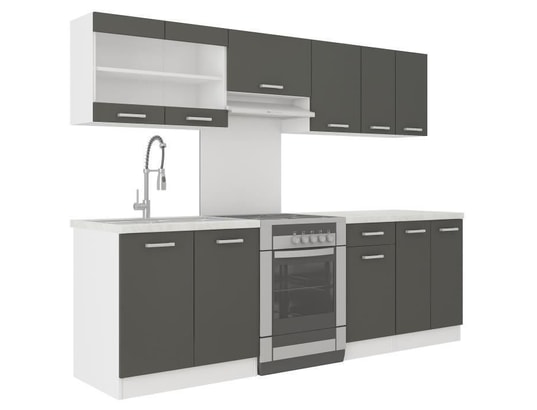 TBD - Ensemble de cuisson Ultra cuisine complete avec plan de travail l 2m40 - gris ma...