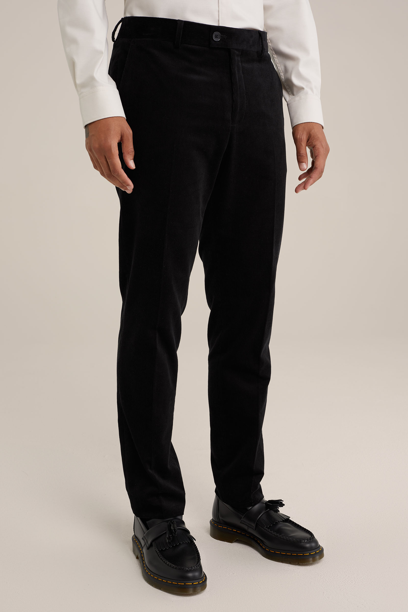 slim fit pantalon van corduroy Van Gils Zwart