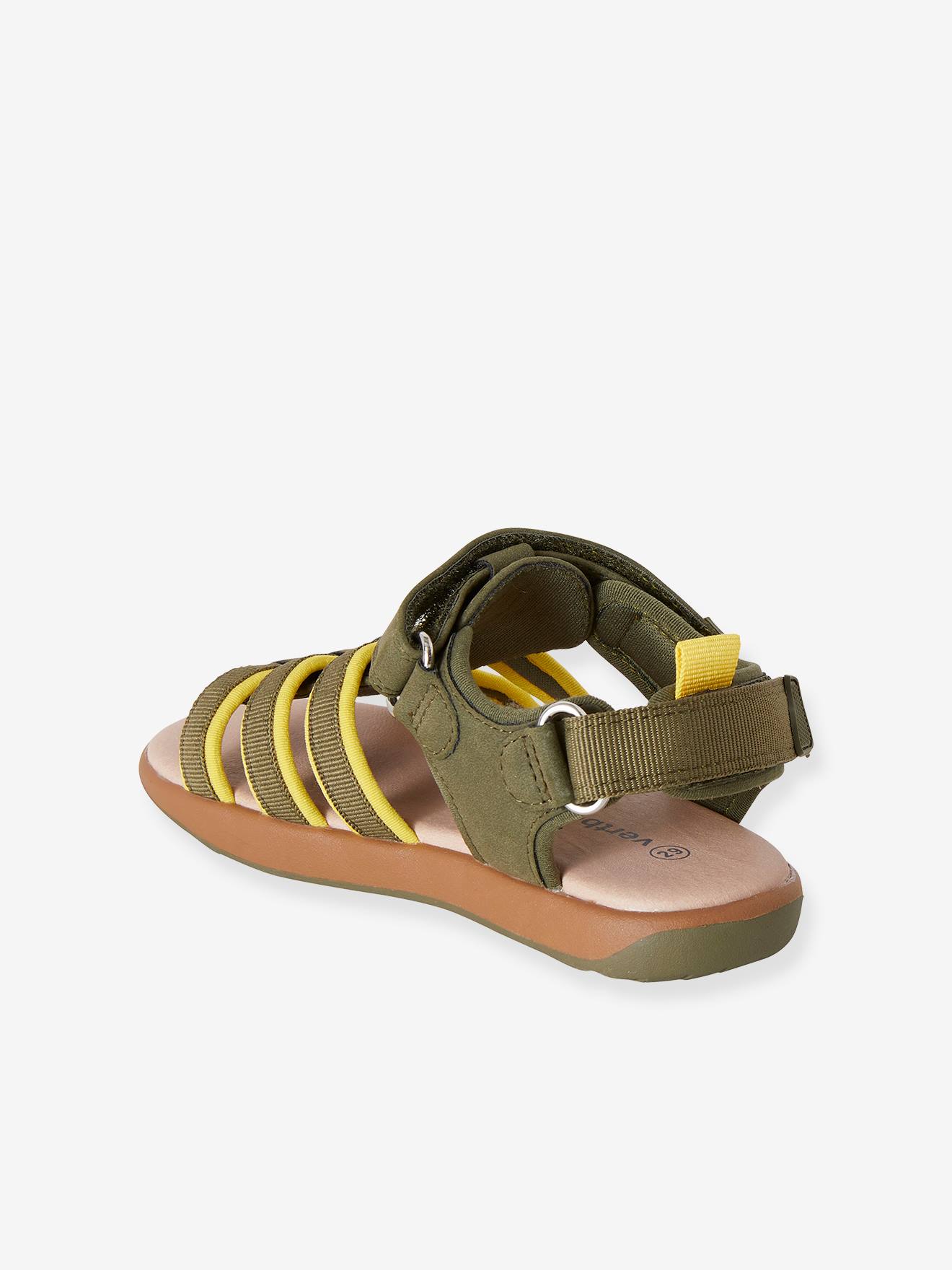 Sandálias lisas verde-escuras com fecho de velcro para meninos