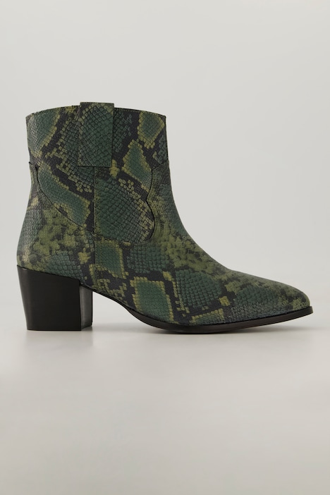 Leder-Stiefeletten, Schlangenlederoptik, Weite H