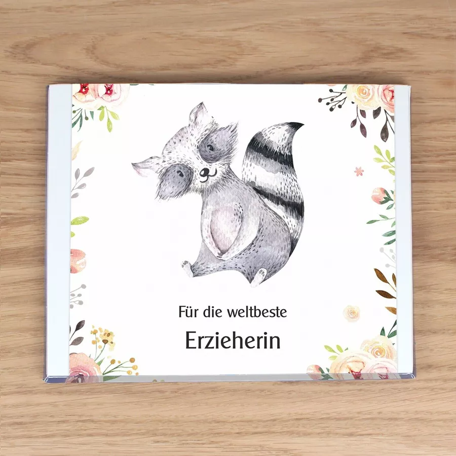 Nikima Papeterie AUFKLEBER SET - Merci Danke Waschbär Abschiedsgeschenk Kita Erzieher bunt