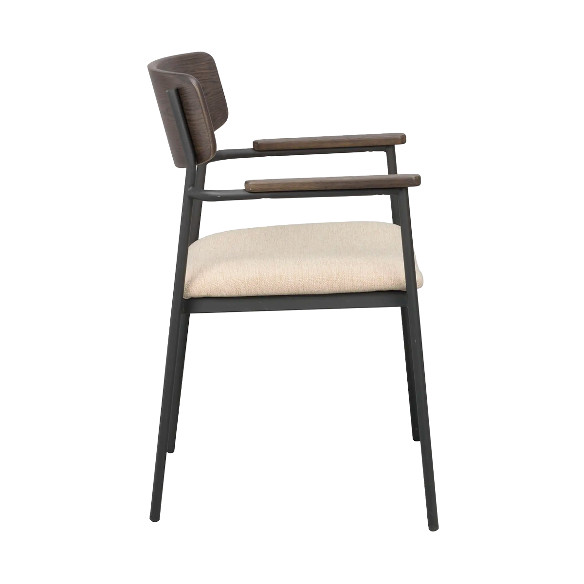 Eetkamerstoel Maymont - met armleuningen Donkerbruin met beige zitting
