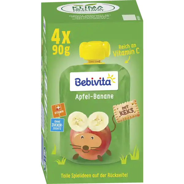 Quetschie Apfel-Banane mit Keks