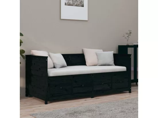 Lit de jour sans matelas noir 90x190 cm bois de pin massif