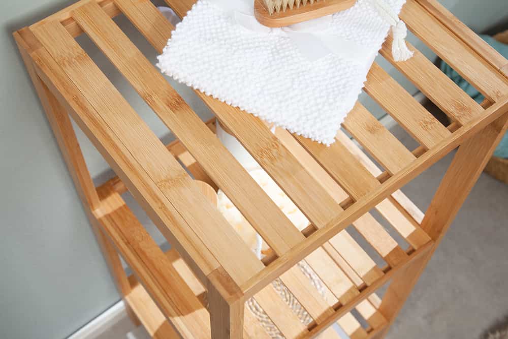 Design Regal LAGOON SPA 145cm Bambusholz vier Fächer Badregal
