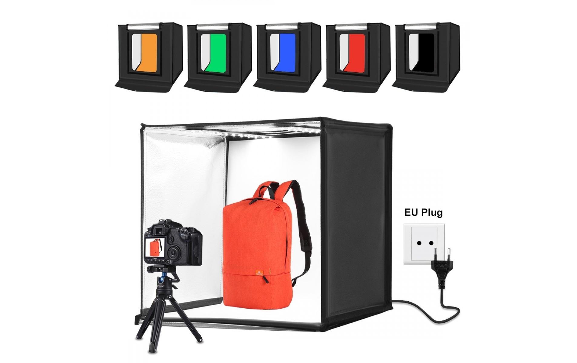Aufnahmebox 60 cmTragbare Lichtbox mit abnehmbarem Hintergrund