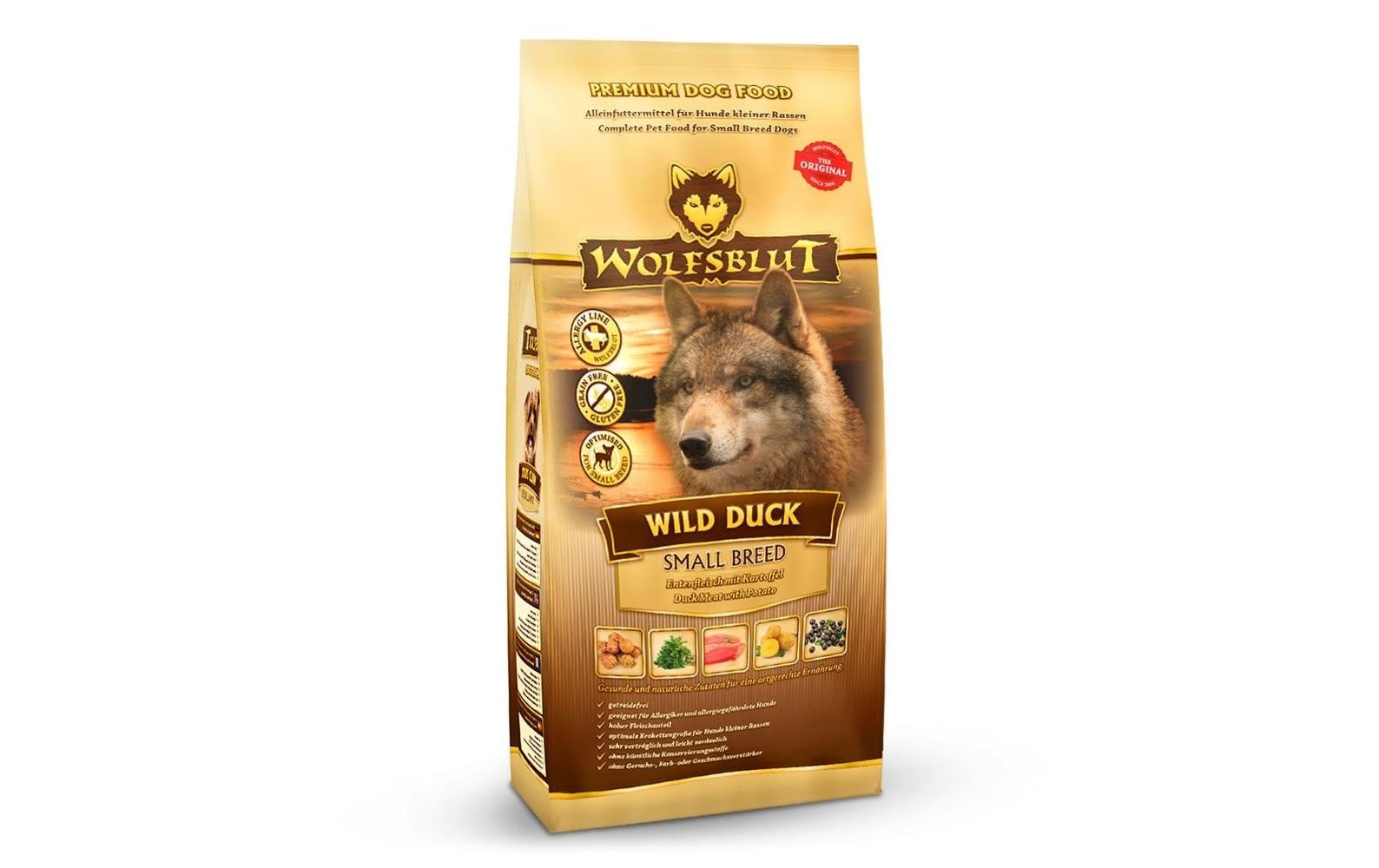 Trockenfutter Dog Wild Duck Small Breed, 2 kgMit Ente und Kartoffel für kleine Hunderassen