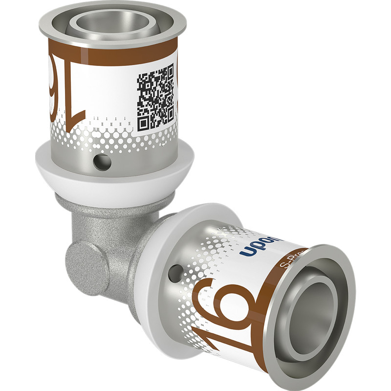 Uponor S-Press Plus pers kniekoppeling 90° 16mm