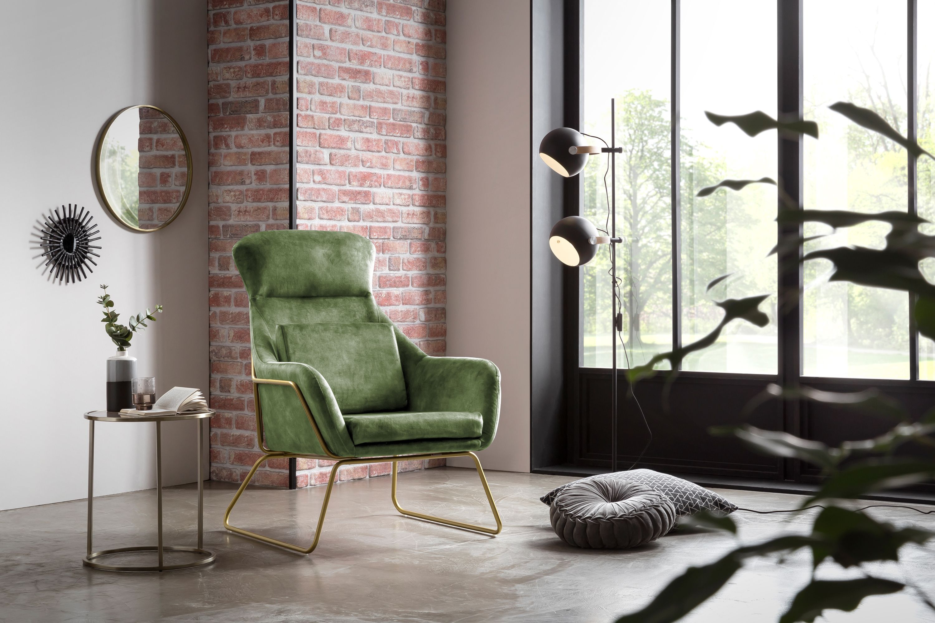 Relaxsessel Samtvelours Grün Sessel Polstersessel Ohrensessel Loungesessel