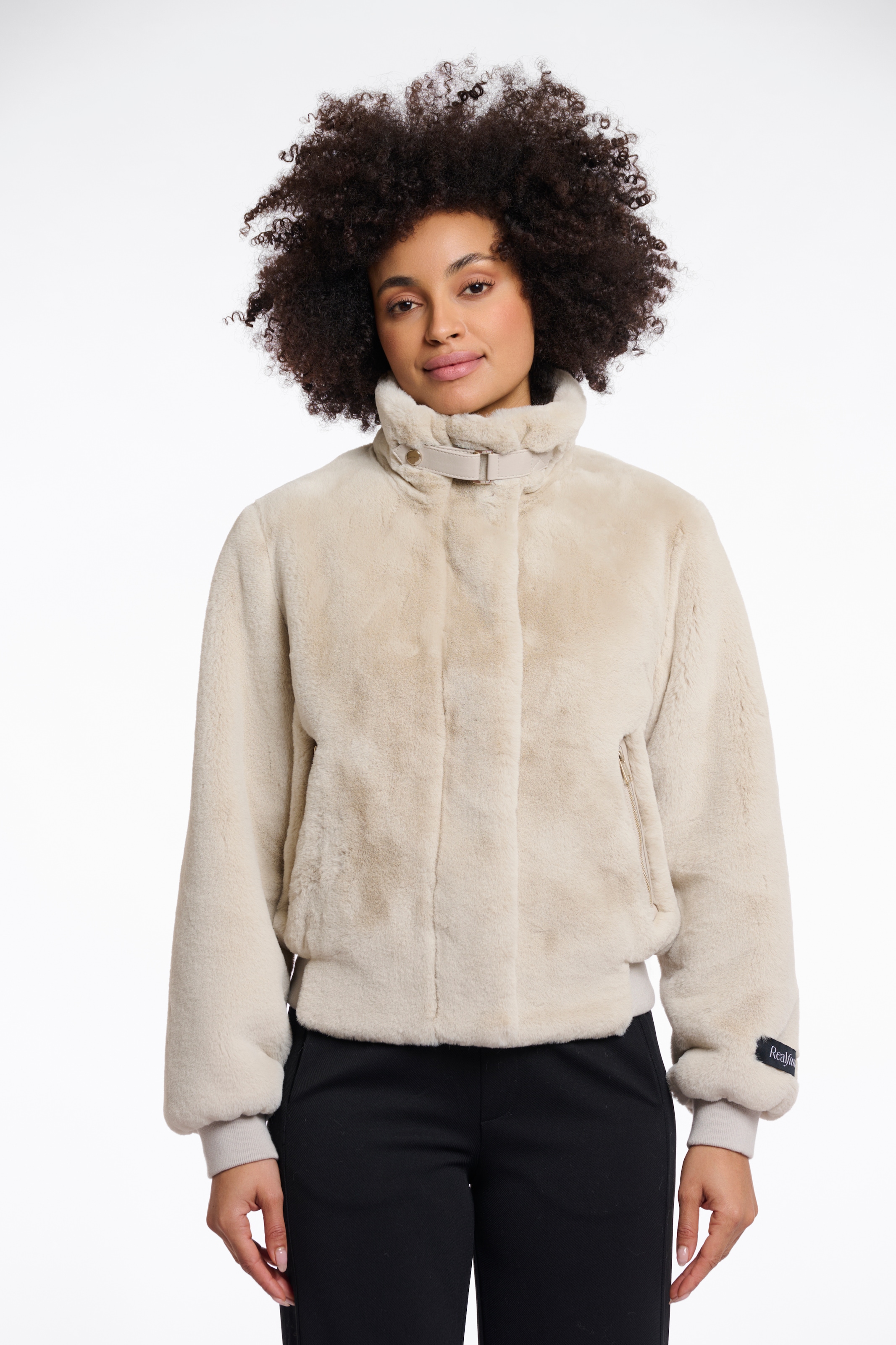 Rino & Pelle Fellimitatjacke »AMBRA« mit Riemen-Detail