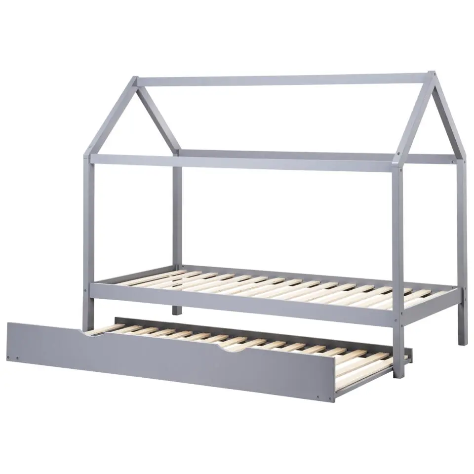 CRILLON - Onderschuifbed - Grijs - 90 x 200 - Hout