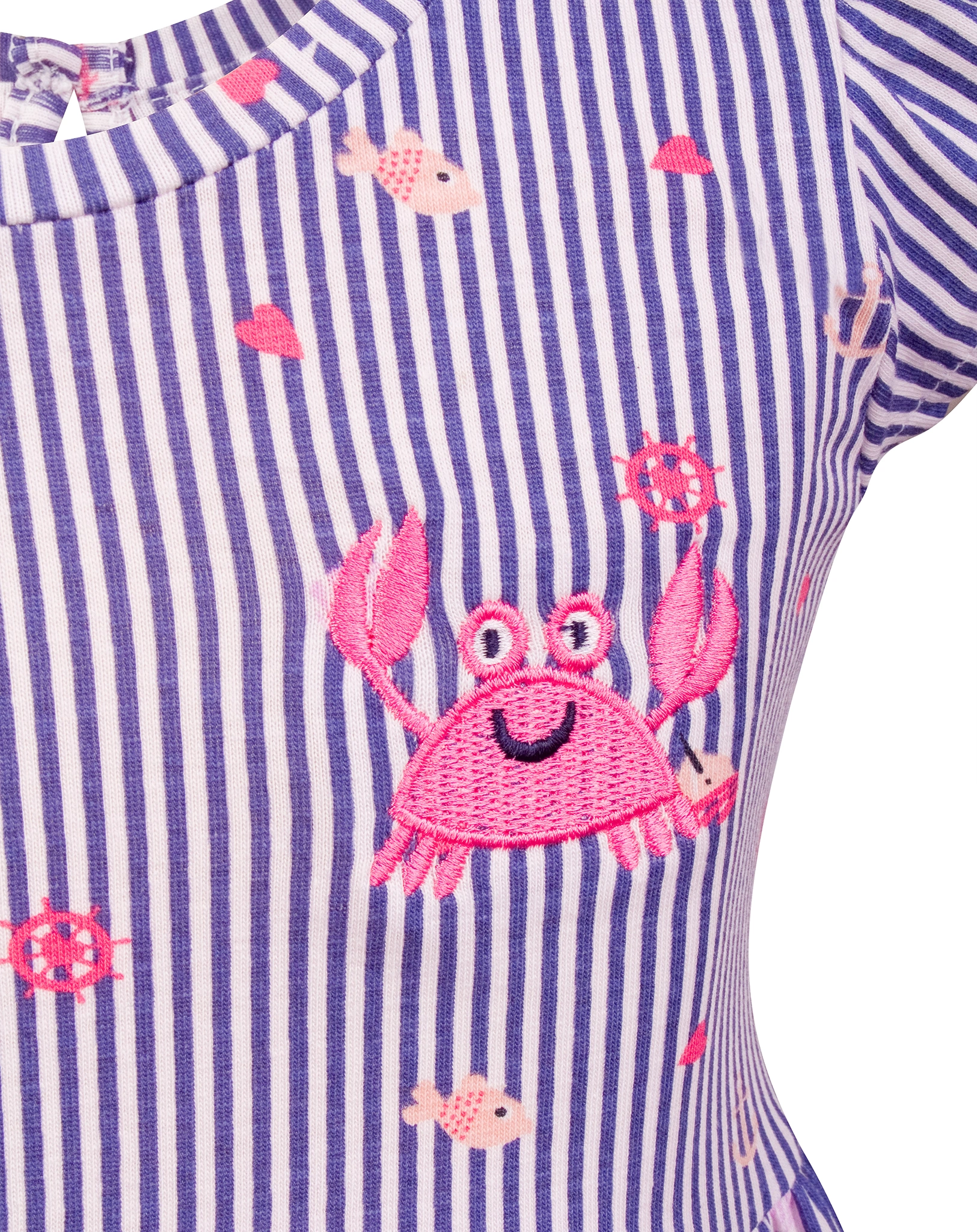 Kurzarmkleid HAPPY CRAB gestreift in jeans blue