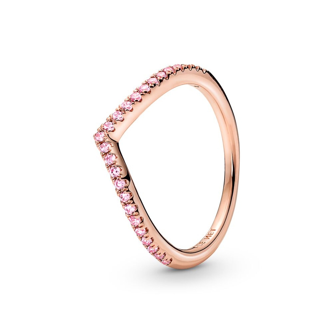 Pandora Rose Timeless Wishbone Funkelnder Rosafarbener Ring