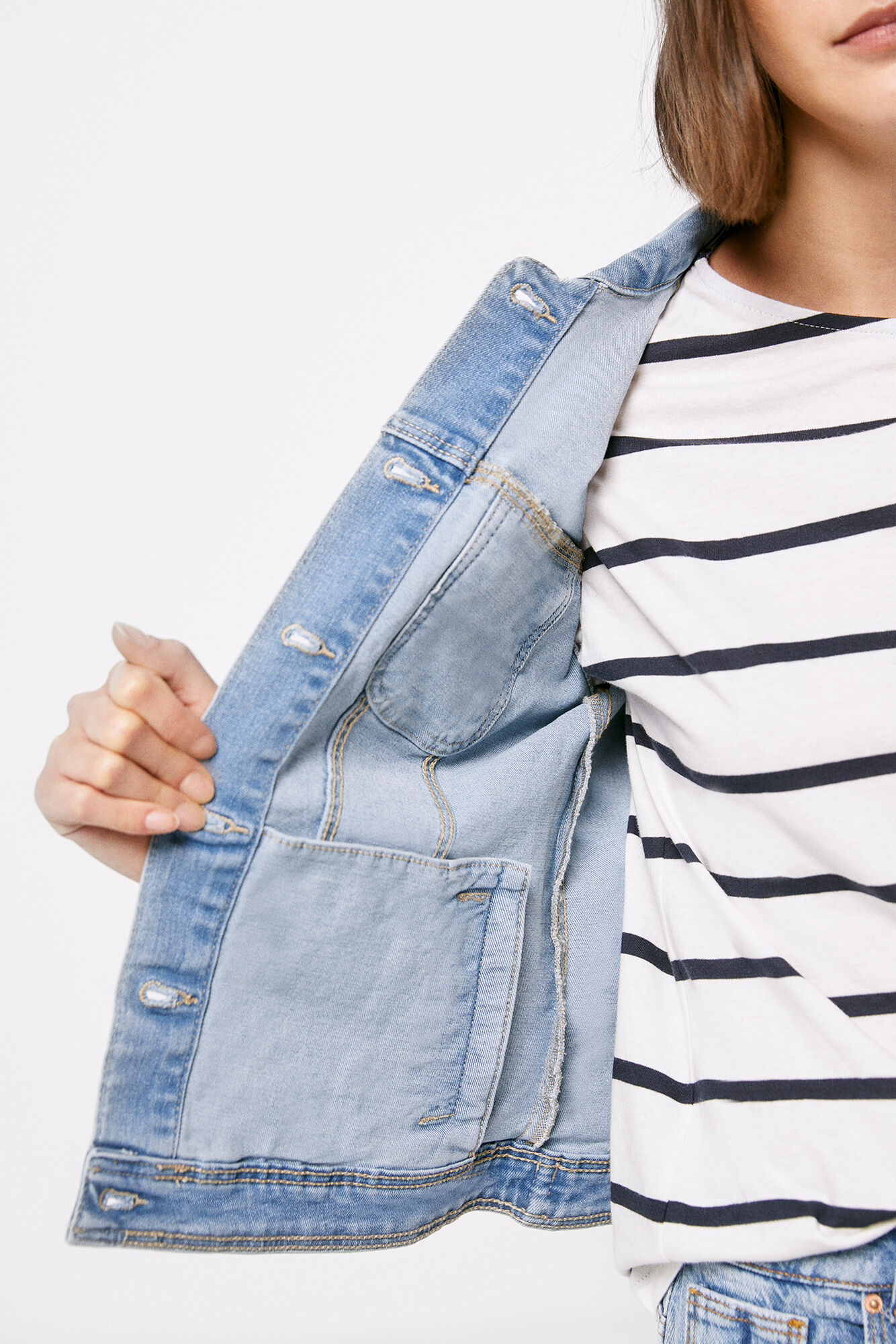 Jaqueta jeans de algodão