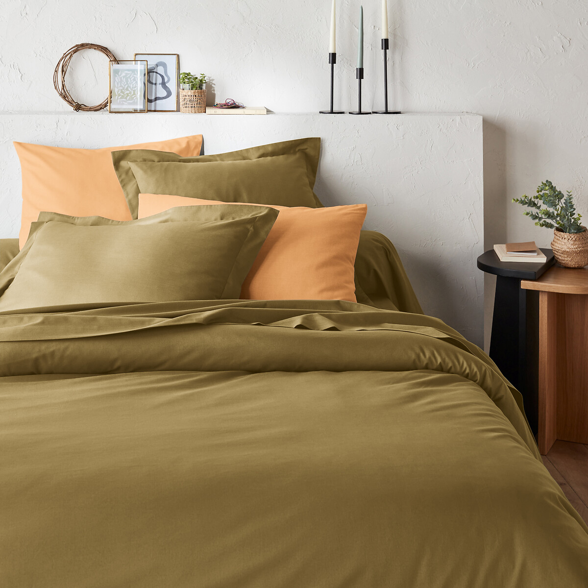 LA REDOUTE INTERIEURS<br>Lençol de baixo liso em algodão orgânico, base de cama ajustável, Scenario