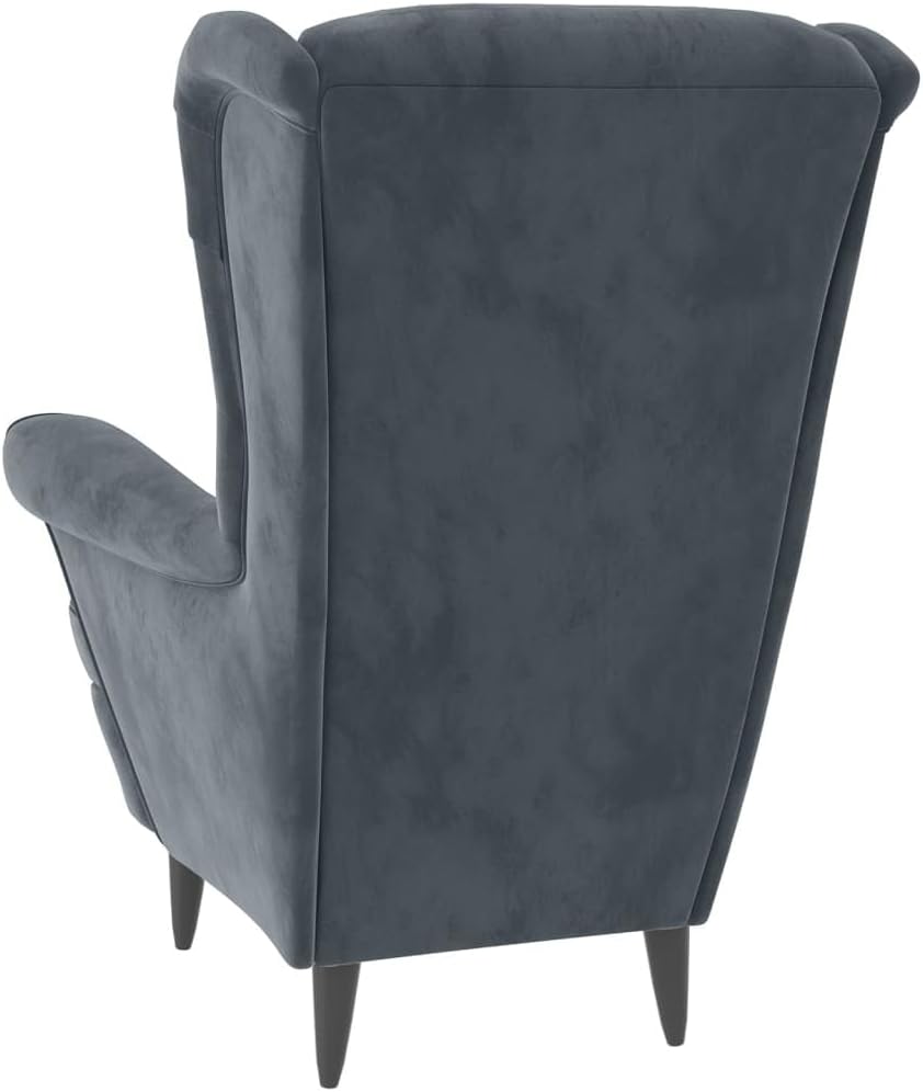 vidaXL Ohrensessel mit Hocker Armlehnen Fernsehsessel Polstersessel Loungesessel Wohnzimmersessel TV Sessel Ruhesessel Relaxsessel Dunkelgrau Samt