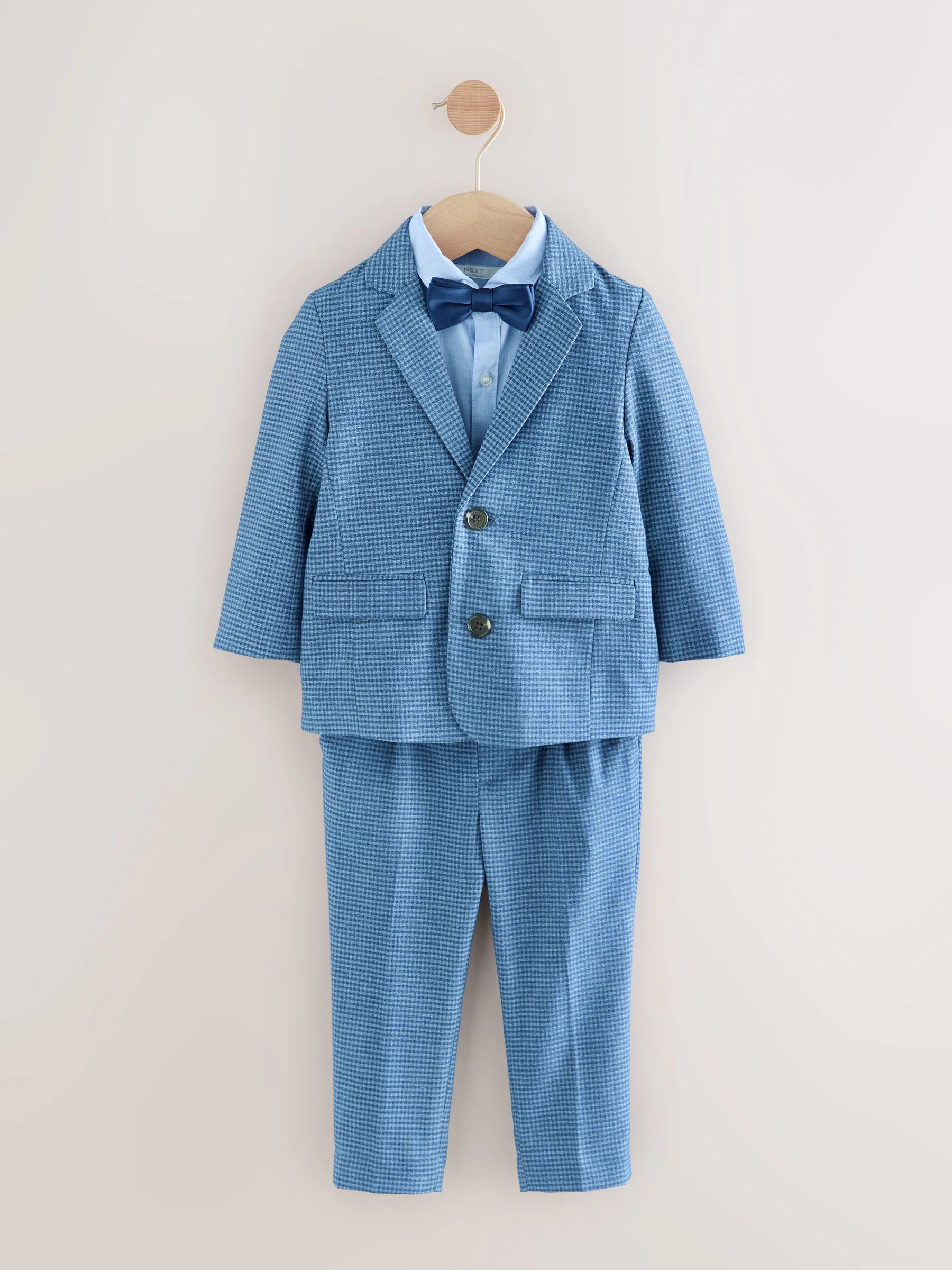 Blauw geruit - Set van blazer, overhemd, broek en vlinderdas (3 mnd - 9 jr)