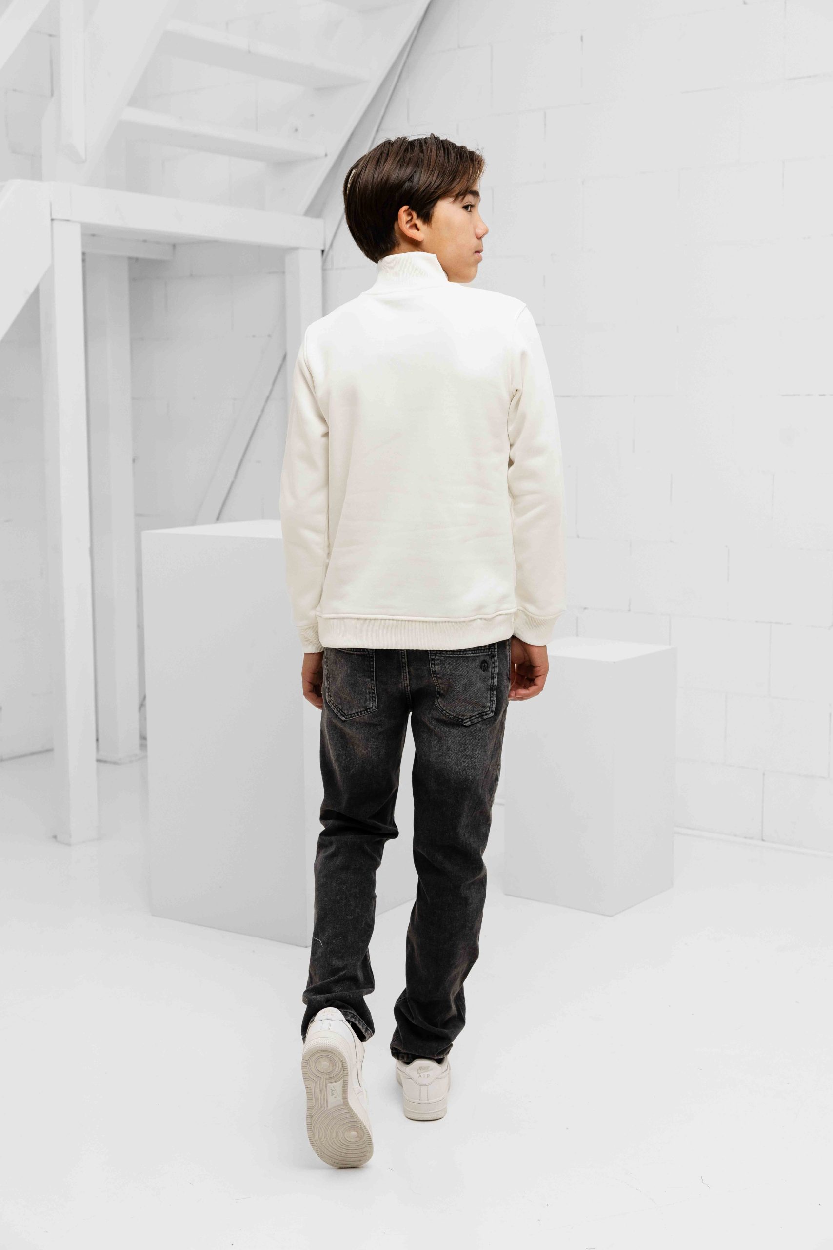 Malelions Turtle Half Zip Sweater Kids Gebroken Wit