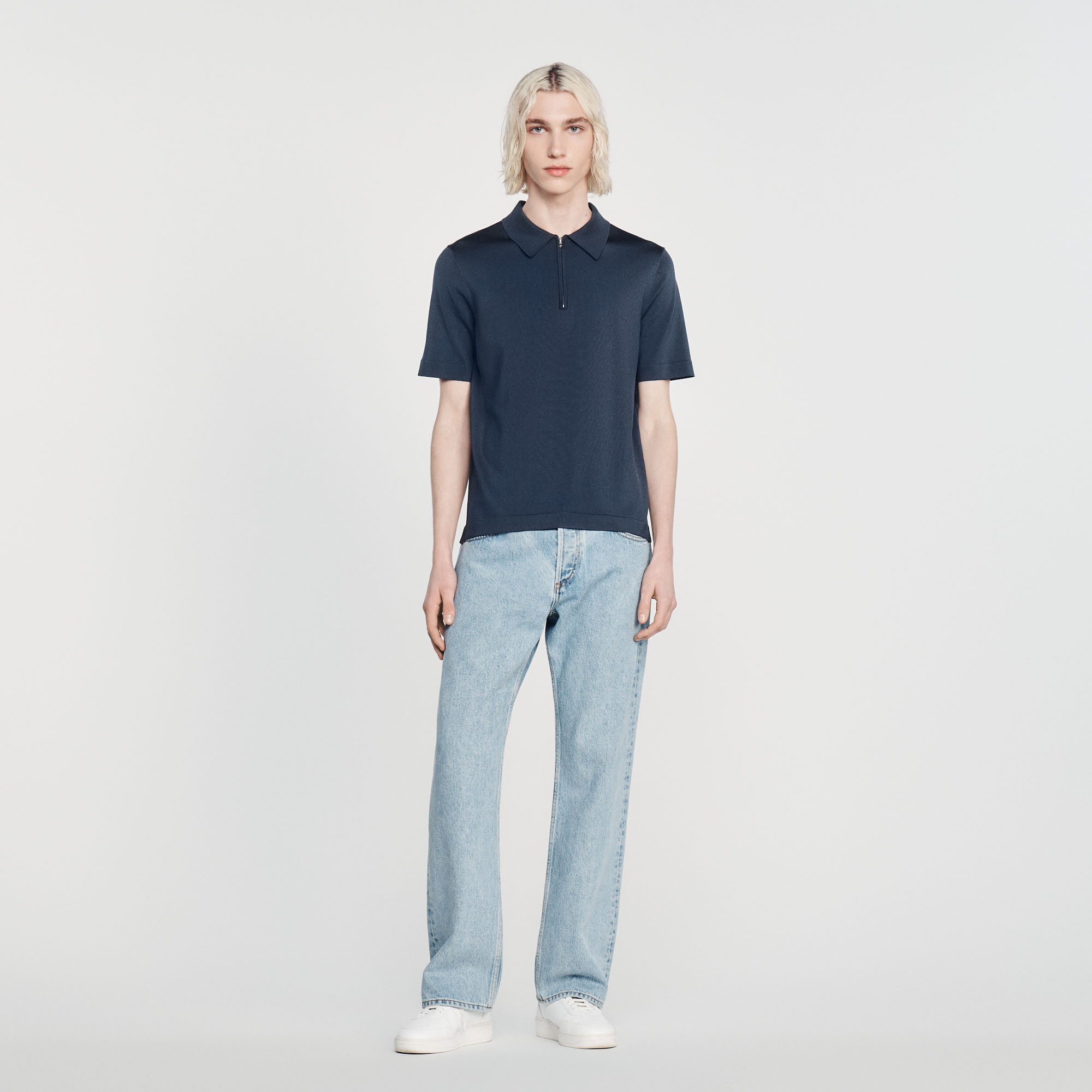 Polo en maille á col zippe