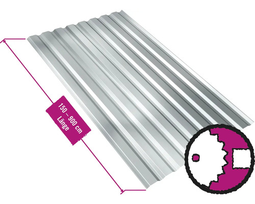 PRECIT trapeziumvormig wandpaneel W20LA, verzinkt, vaste breedte 1135 mm x dikte 0,5 mm (verkocht per meter van 150 tot max. 900 cm)