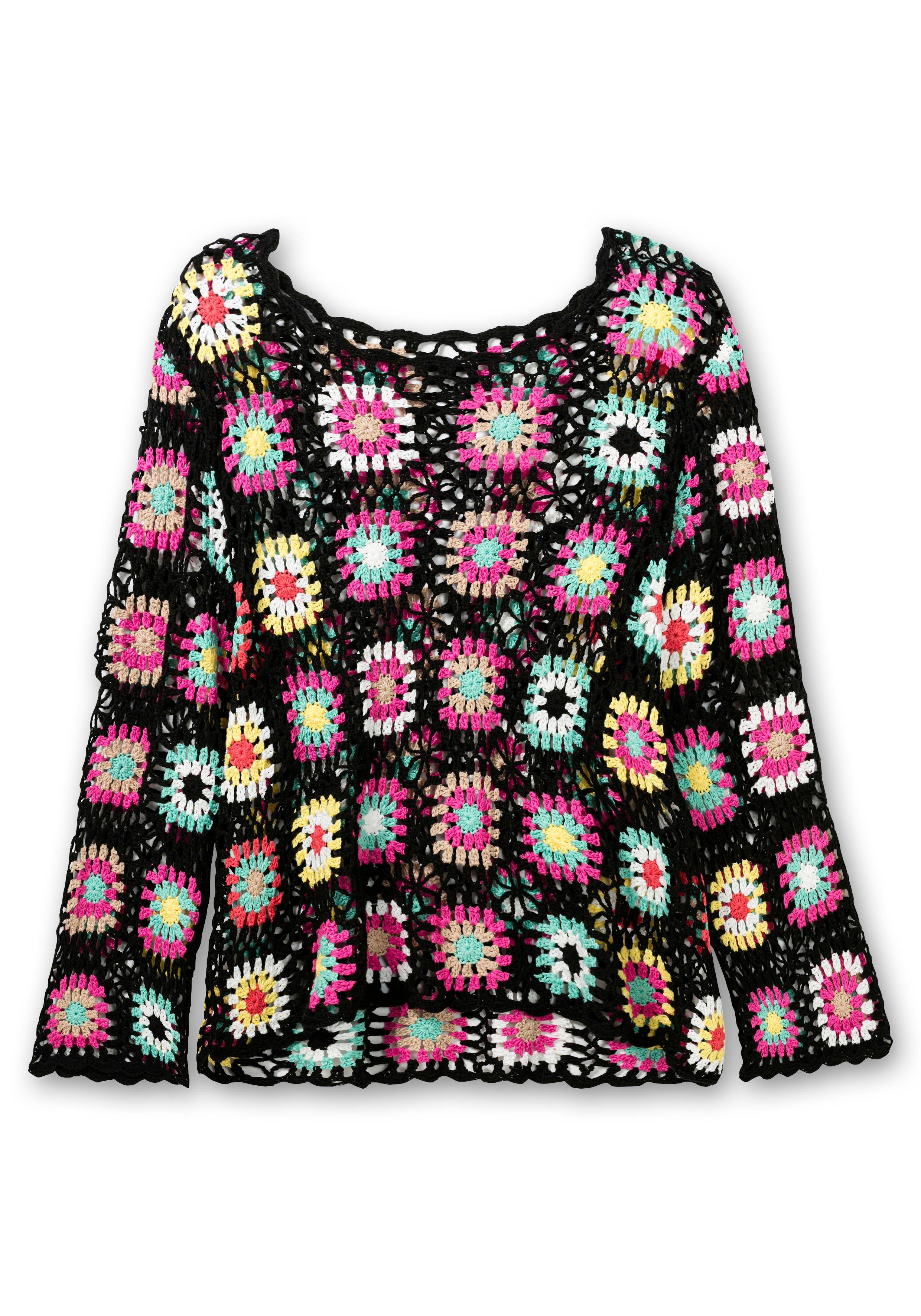 Handgearbeiteter Häkelpullover im Crochet-Muster