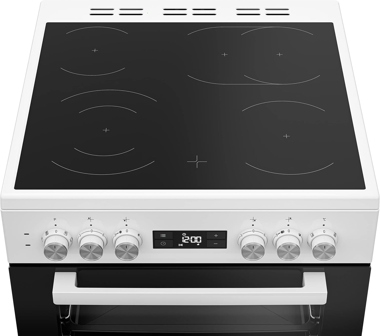 Beko FSM67320GWS Freistehender Elektroherd, 72l Nutzvolumen, 8 Heizarten, 5 Einschubebenen, Glaskeramik Kochfeld, 4 Kochzonen, Elektronikuhr, Energieeffizienzklasse A, leichte Reinigung, Weiß